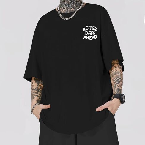 Mens Funny Graphic T-Shirts Oversized Inspirational Positive Saying Shirt Vintage Printed Tees Casual Streetwear Tops in Saudi Arabia
