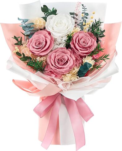 Forever Flowers Gifts for Her, Preserved Flowers Bouquet Birthday Gifts for Women, Purple Roses for Grandma Wife Anniversary Valentine's Day Mother's Day (Purple Paper) in Kuwait