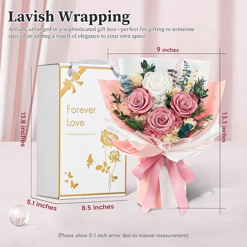 Forever Flowers Gifts for Her, Preserved Flowers Bouquet Birthday Gifts for Women, Purple Roses for Grandma Wife Anniversary Valentine's Day Mother's Day (Purple Paper) in Kuwait