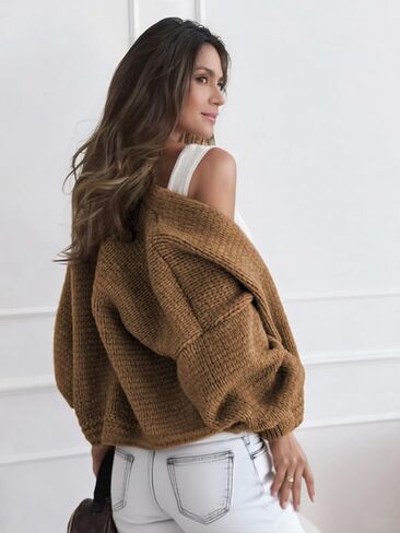 Women's Oversized Cardigan Sweaters Long Sleeve Knit Open Front Lightweight Outwear Coat in Kuwait