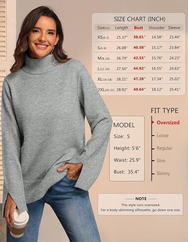 ATHMILE Fall Fashion Sweaters for Women Turtleneck Long Sleeve Casual Loose Knit Pullover Tops Winter Clothes 2025 in Saudi Arabia