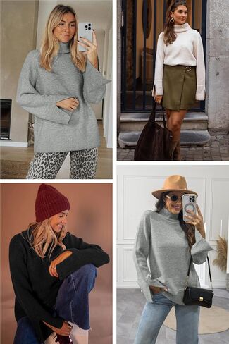 ATHMILE Fall Fashion Sweaters for Women Turtleneck Long Sleeve Casual Loose Knit Pullover Tops Winter Clothes 2025 in Saudi Arabia