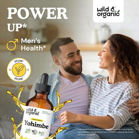 Wild & Organic Yohimbe Supplements for Men & Women - 5 mg Yohimbine Liquid Extract Drops - Pausinystalia Yohimbe Bark Tincture - Vegan, Alcohol-Free - 2 fl oz in Saudi Arabia