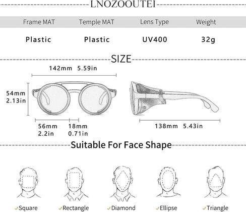 Classic Steampunk Style Round Vintage Sunglasses Retro Eyewear Women Men With Leather Side Glasses in Saudi Arabia