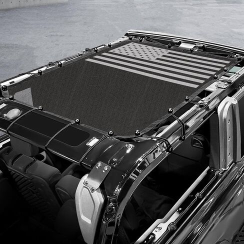 مظلة شمسية لسيارة Ford Bronco، غطاء علوي شبكي علوي من Bimini متوافق مع ملحقات Ford Bronco 2021 2022 2023 2024 2025، تناسب الجزء العلوي الصلب الناعم، بابين (علم - بابان) in Kuwait