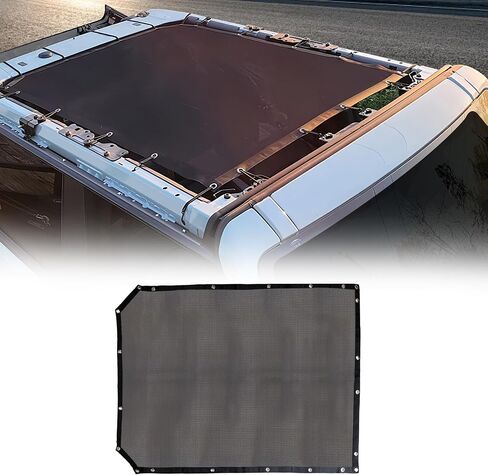 مظلة شمسية لسيارة Ford Bronco، غطاء علوي شبكي علوي من Bimini متوافق مع ملحقات Ford Bronco 2021 2022 2023 2024 2025، تناسب الجزء العلوي الصلب الناعم، بابين (علم - بابان) in Kuwait