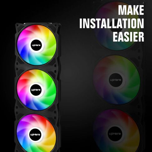 upHere PF2403+3 3-Pin Addressable RGB 240mm AIO Square Frame Fan w/MB Sync/for PC Case and Liquid Cooling in Saudi Arabia