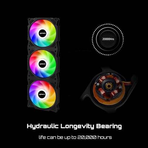 upHere PF2403+3 3-Pin Addressable RGB 240mm AIO Square Frame Fan w/MB Sync/for PC Case and Liquid Cooling in Saudi Arabia