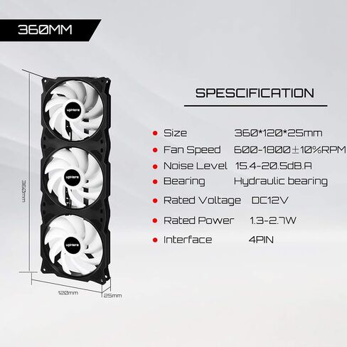 upHere PF2403+3 3-Pin Addressable RGB 240mm AIO Square Frame Fan w/MB Sync/for PC Case and Liquid Cooling in Saudi Arabia