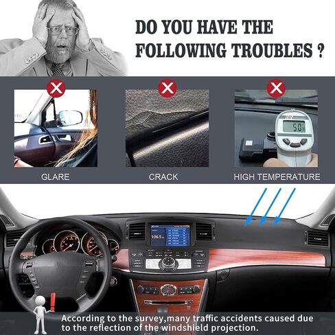Dashboard Cover Custom Fit for Infiniti G25 G25X G35 G35X G37 G37X 2008 2009 2010 2011 2012 2013,Infiniti Q40 Q60 2014 2015,Dash Cover Mat Pad Carpet Protector (Black) in Kuwait