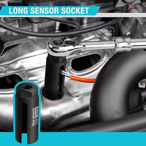DURATECH 7PCS O2 Oxygen Sensor & Oil Pressure Socket Set, 1/2" 3/8" Drive x 22mm (7/8") 27mm 29mm Oxygen Socket Wrench, O2 Sensor Remover Removal Tool in Kuwait