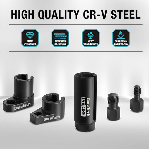 DURATECH 7PCS O2 Oxygen Sensor & Oil Pressure Socket Set, 1/2" 3/8" Drive x 22mm (7/8") 27mm 29mm Oxygen Socket Wrench, O2 Sensor Remover Removal Tool in Kuwait