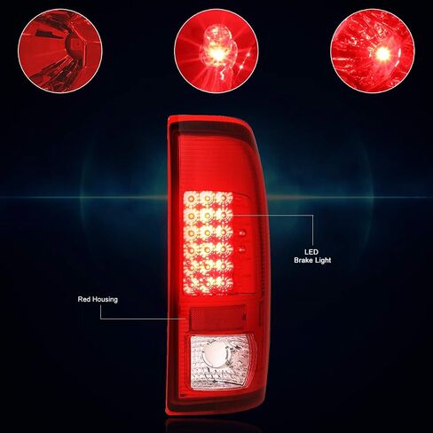 مجموعة مصابيح الفرامل LED الكاملة PM PERFORMOTOR متوافقة مع 97-07 F250-F350 Super Duty، غطاء من الكروم/عدسة شفافة in Saudi Arabia