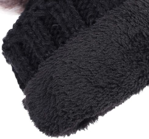 YoungLove Women's Faux Fur Pompom Mickey Ears Cable Knit Winter Beanie Hat in Saudi Arabia