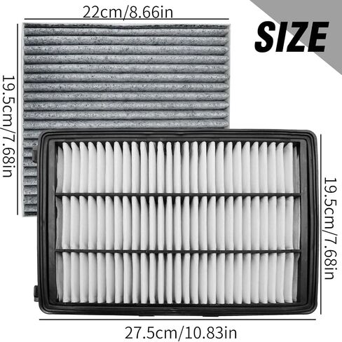 Anxingo 28113-D3300 97133D-1000 CA12065 Engine and Cabin Air Filter Set, Replacement for Hyundai Tucson 2016-2020 Replacement for Kia Sportage 2017-2022, Replaces 200335 in Saudi Arabia