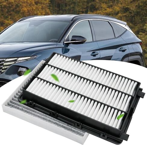 Anxingo 28113-D3300 97133D-1000 CA12065 Engine and Cabin Air Filter Set, Replacement for Hyundai Tucson 2016-2020 Replacement for Kia Sportage 2017-2022, Replaces 200335 in Saudi Arabia