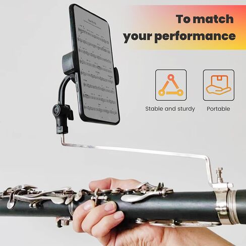 Saxophone Lyre Phone Holder,Phone Holder for Sax Lyre Clip,Alto Saxophone Lyre Accessories Mount Your Phone to Sax,Sax Music Clip Reading Music from Electronic Ultralight Copper Black in Saudi Arabia