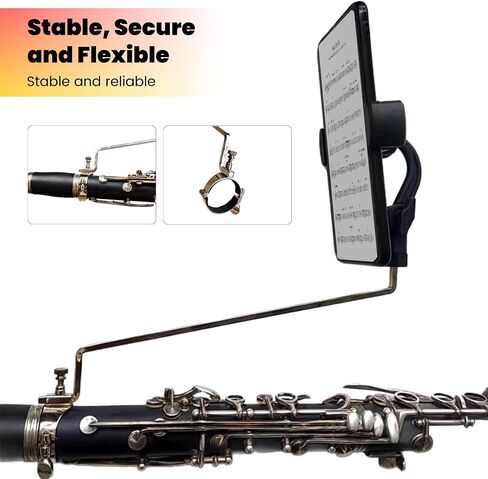 Saxophone Lyre Phone Holder,Phone Holder for Sax Lyre Clip,Alto Saxophone Lyre Accessories Mount Your Phone to Sax,Sax Music Clip Reading Music from Electronic Ultralight Copper Black in Saudi Arabia