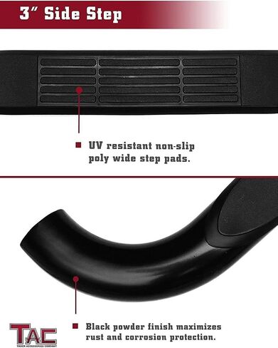 TAC 3 "خطوات جانبية سوداء Nerf Bars Step Rails تناسب 2006-2014 Honda Ridgeline بيك اب شاحنة روك لوحة الطرق الوعرة الملحقات الخارجية (قطعتان من لوحات الجري) in Saudi Arabia