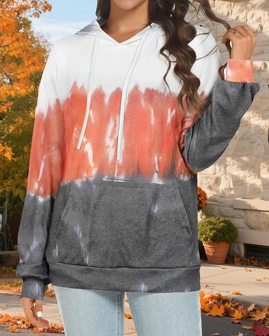 Women's Hoodies Long Sleeve Sweatshirts Drawstring Pullover Tops with Pocket Casual Loose Blouses Tunic in Kuwait