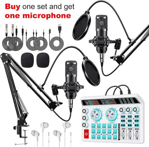 حزمة معدات البودكاست F999 لـ 2، خلاط DJ مع حزمة ميكروفون BM800 Podcast، ميكروفون مكثف ستوديو مثالي للبث والتسجيل والغناء ومدونة TikTok Live Vlog والبث والألعاب in Saudi Arabia