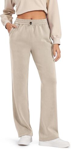 G4Free AiryBlend Sweatpants واسعة الساق اليوغا السراويل مع جيوب Drawcord عارضة صالة السراويل مشروط لينة صغيرتي / العادية / طويل القامة in Saudi Arabia
