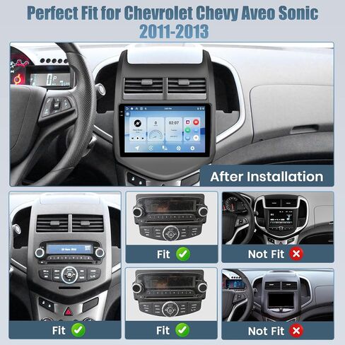 Roinvou 2+64G Android CarPlay Stereo for Chevrolet Chevy Aveo Sonic 2011-2013, Built-in Wireless CarPlay with Android Auto, 9'' Touch Screen in-Dash GPS Navigation Support Mirror Link BT RDS WiFi DSP in Saudi Arabia