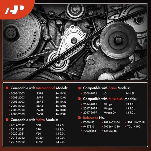 A-Premium Engine Serpentine Drive Belt Compatible with Volvo & Scion & Mitsubishi & Dodge & International Harvester Cars - XC60, XC90, S60, S90, V60, xD, Mirage, Mirage G4, Attitude, 2574, 2674, 7600 in Saudi Arabia