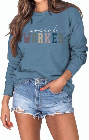 Social Worker Sweatshirt for Women Future Social Worker Gift Shirts Long Sleeve Crew Neck Trendy Pullover Tops in Saudi Arabia