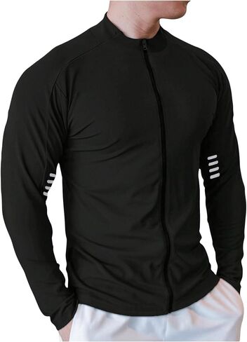 OYOANGLE Men's Zip Up Track Jackets Long Sleeve Mock Neck Workout Athletic Running Jacket Coat in Saudi Arabia