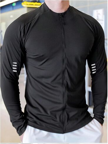 OYOANGLE Men's Zip Up Track Jackets Long Sleeve Mock Neck Workout Athletic Running Jacket Coat in Saudi Arabia