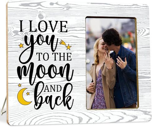 I Love You to The Moon and Back Wood Photo Frame,Couples Love Picture Frame for Girlfriend Boyfriend Couples in Saudi Arabia