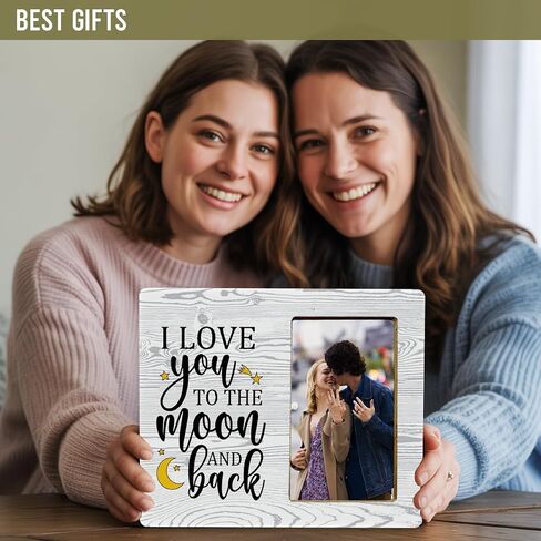 I Love You to The Moon and Back Wood Photo Frame,Couples Love Picture Frame for Girlfriend Boyfriend Couples in Saudi Arabia