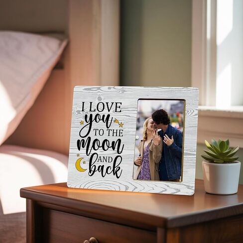 I Love You to The Moon and Back Wood Photo Frame,Couples Love Picture Frame for Girlfriend Boyfriend Couples in Saudi Arabia