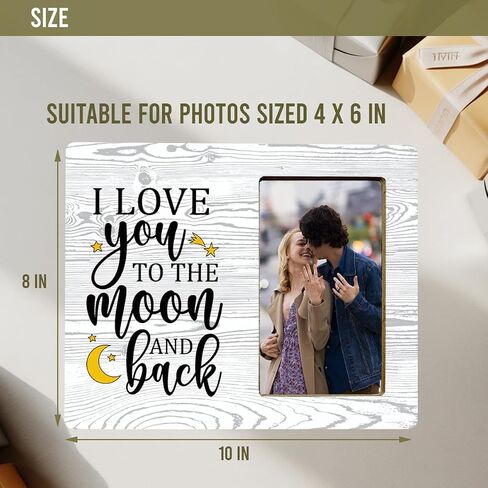 I Love You to The Moon and Back Wood Photo Frame,Couples Love Picture Frame for Girlfriend Boyfriend Couples in Saudi Arabia