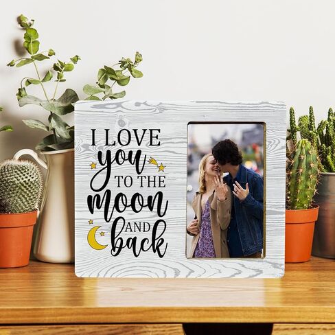 I Love You to The Moon and Back Wood Photo Frame,Couples Love Picture Frame for Girlfriend Boyfriend Couples in Saudi Arabia
