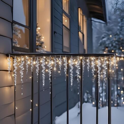 Chunful 20 Pcs Large Icicle Ornaments for Christmas Fireplace Tree Decoration Hanging Clear Crystal Acrylic Icicles Pendant for Xmas Mantel Eaves Winter Holiday Frozen Party Decor with Various Sizes in Saudi Arabia