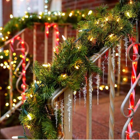 Chunful 20 Pcs Large Icicle Ornaments for Christmas Fireplace Tree Decoration Hanging Clear Crystal Acrylic Icicles Pendant for Xmas Mantel Eaves Winter Holiday Frozen Party Decor with Various Sizes in Saudi Arabia