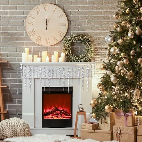 Chunful 20 Pcs Large Icicle Ornaments for Christmas Fireplace Tree Decoration Hanging Clear Crystal Acrylic Icicles Pendant for Xmas Mantel Eaves Winter Holiday Frozen Party Decor with Various Sizes in Saudi Arabia