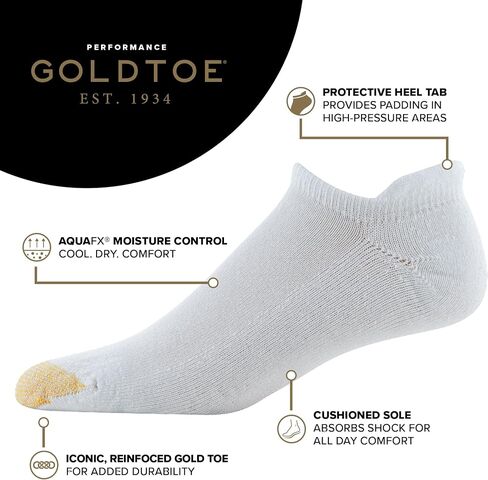 جوارب رياضية للرجال من GOLDTOE مصنوعة من القطن 656ht بدون عرض للكعب، 6 أزواج in Kuwait
