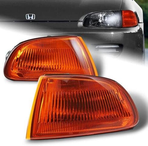 زوج JDM عدسات كهرمانية أضواء زاوية الانعطاف متوافقة مع 1992-1995 Honda Civic 2DR 3DR، 1993 1994 (مبيت الكروم) in Saudi Arabia
