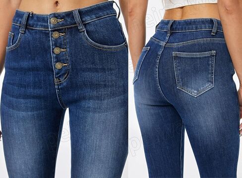 heipeiwa Fleece Lined Jeans Women's Winter Thermal Jeans Flannel Lined Skinny Denim Jeans 4 Buttons in Saudi Arabia