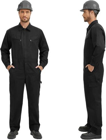 أفرول عمل بأكمام طويلة للرجال، بذلة متينة من نسيج قطني بوليستر مع جيوب متعددة وسحاب في اتجاهين in Kuwait