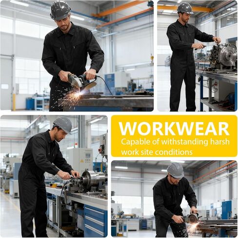 أفرول عمل بأكمام طويلة للرجال، بذلة متينة من نسيج قطني بوليستر مع جيوب متعددة وسحاب في اتجاهين in Kuwait