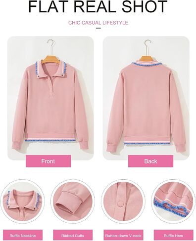 EVALESS Sweatshirt for Women Fall Fashion 2025 Lightweight Long Sleeve Loose Henley Ruffle Pullover Tops Winter Clothes in Saudi Arabia