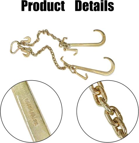 GXYWADY 3/8 X 2 V-Type J Hook Tow Chain Grab Hook Tractor Car Wrecker 0900134 Towing Chain Bridle 7800 lbs Safe Working Load G70 Steel in Saudi Arabia