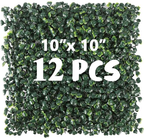 12PCS 10"x 10" Artificial Boxwood Wall Panels, UV-Anti Grass Wall Hedge Plant Panels for Indoor Outdoor Green Wall Decor Ivy Fence Covering Privacy in Saudi Arabia