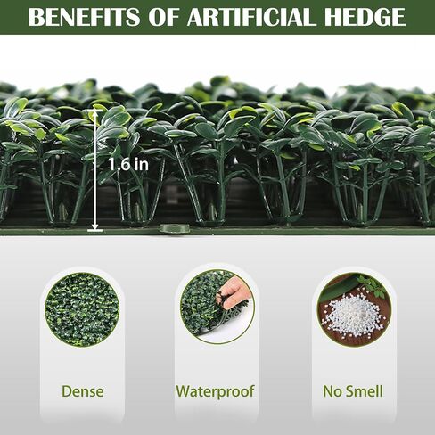12PCS 10"x 10" Artificial Boxwood Wall Panels, UV-Anti Grass Wall Hedge Plant Panels for Indoor Outdoor Green Wall Decor Ivy Fence Covering Privacy in Saudi Arabia