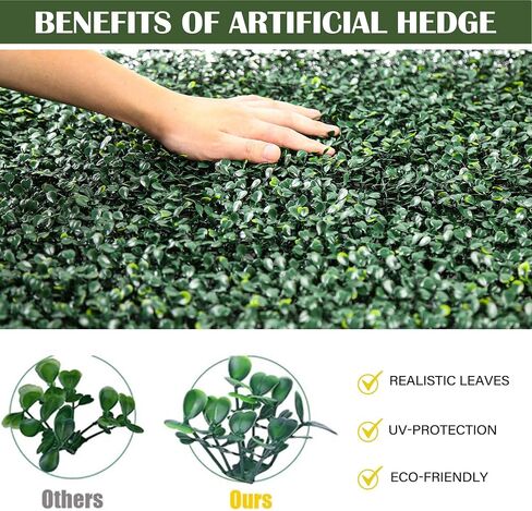 12PCS 10"x 10" Artificial Boxwood Wall Panels, UV-Anti Grass Wall Hedge Plant Panels for Indoor Outdoor Green Wall Decor Ivy Fence Covering Privacy in Saudi Arabia