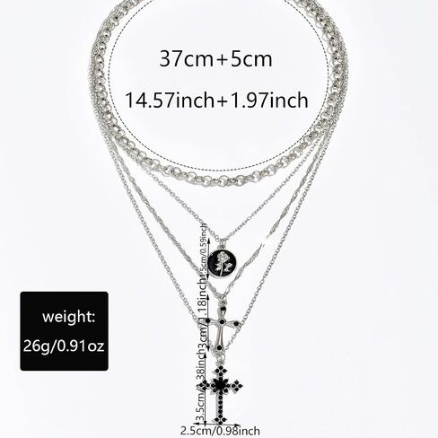 Cross Necklace for Women Gold Long Chain Layered Cross Crystal Pendant Statement Necklace Summer Beach Boho Jewelry in Saudi Arabia